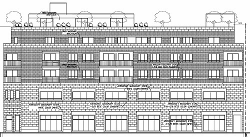 Five-storey building terraced back  on fifth floor, with a rooftop terrace